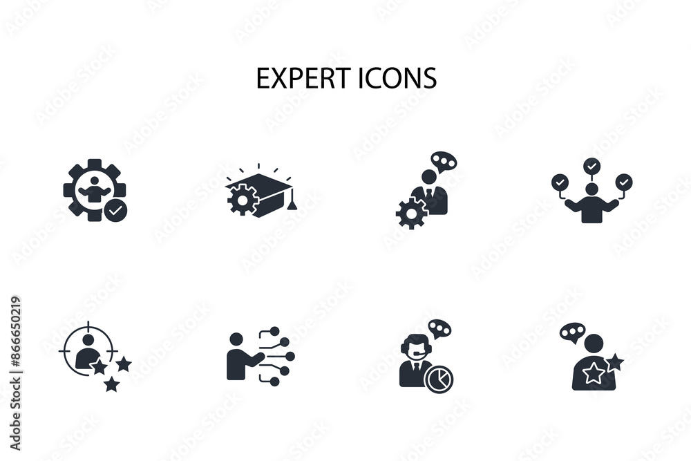Poster expert icon set.vector.editable stroke.linear style sign for use web design,logo.symbol illustration