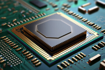 Clos eup of computer microchip