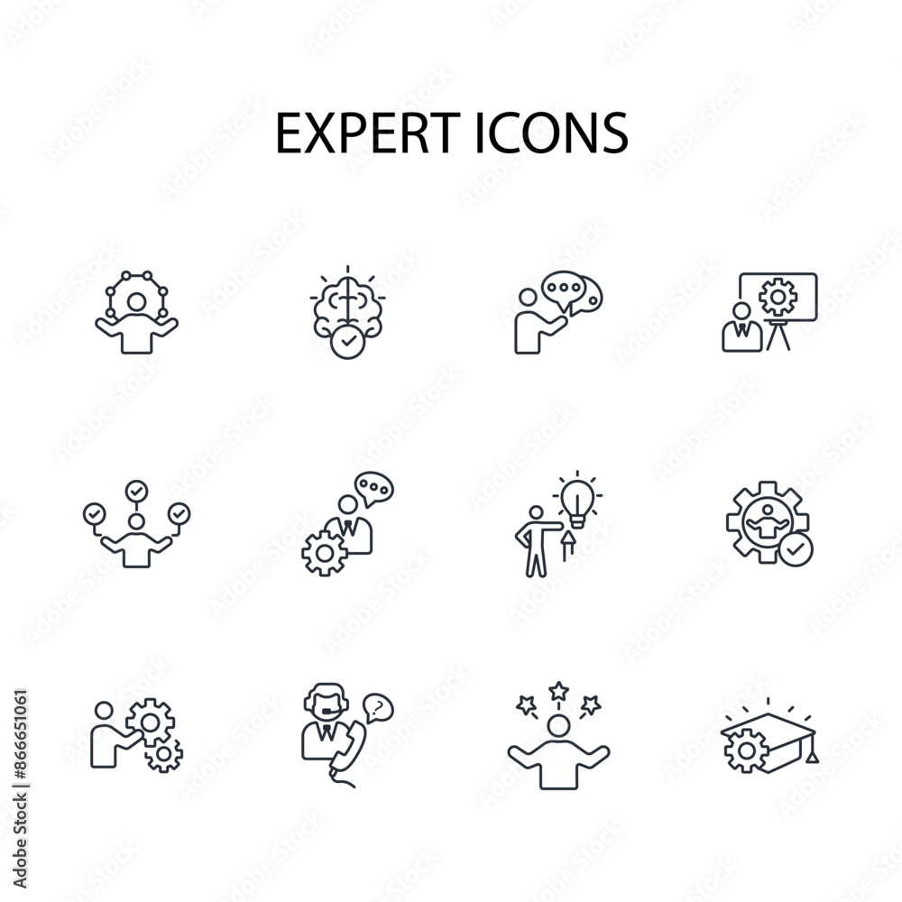Poster expert icon set.vector.editable stroke.linear style sign for use web design,logo.symbol illustration