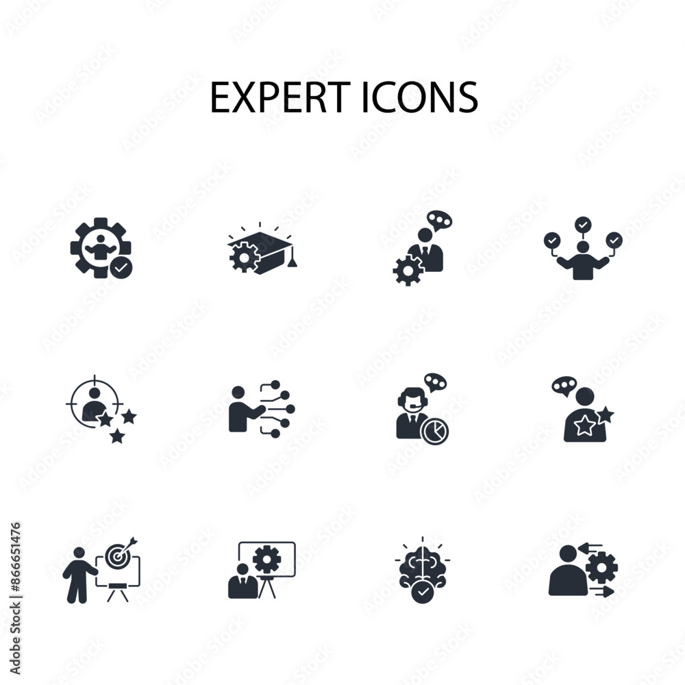 Poster expert icon set.vector.editable stroke.linear style sign for use web design,logo.symbol illustration
