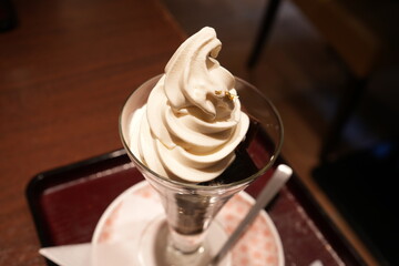 Coffee Jelly Parfait with vanilla Ice Cream - コーヒーゼリー パフェ