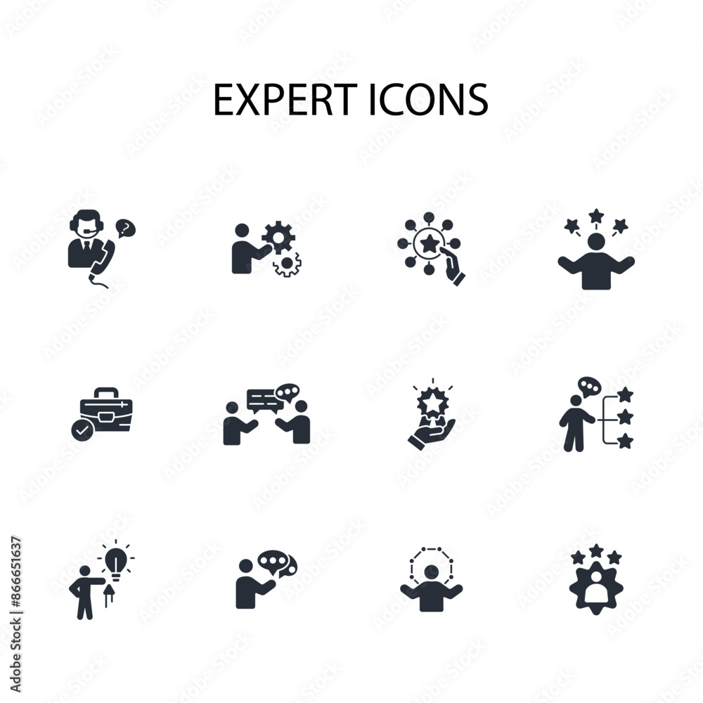 Poster expert icon set.vector.editable stroke.linear style sign for use web design,logo.symbol illustration