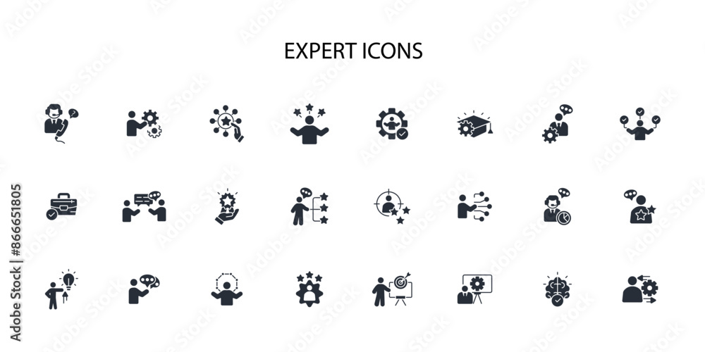 Poster expert icon set.vector.editable stroke.linear style sign for use web design,logo.symbol illustration