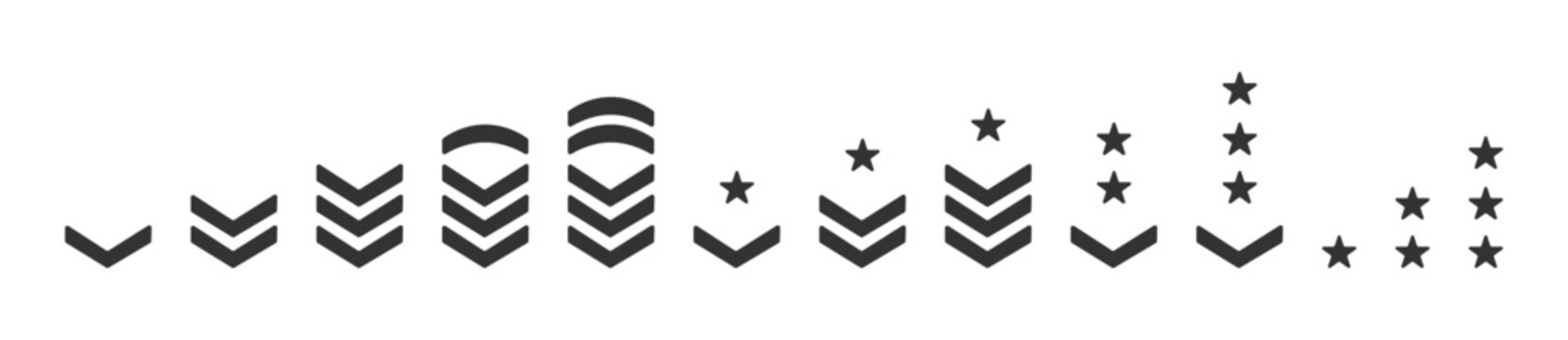 Army ranking icons. Military rank. Chevron stripes badge. Vector illustration