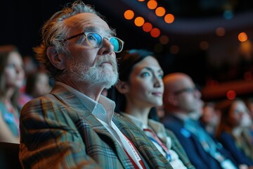 Obraz premium Attentive Elderly Man at a Conference