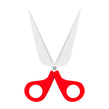 recommend clip art: Scissors Icon Concept, scissors with color handles. Tool for cutting paper, cardboard. Stationery with a sharp knife. illustration isolated on background.