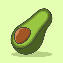 Avocado Fruit Cartoon Icon Concept. avocado isolated on background. Summer fruit for a healthy lifestyle. Organic fruit. Isolated Premium Vector Food Object Icon Concept. Flat Cartoon Style.
