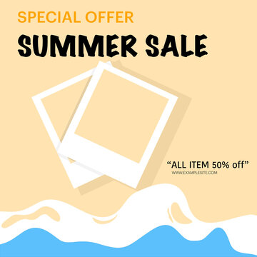 Summer Sale Design Concept for social media post illustration post summer sale social media, summer label, for summer holidays, Sumeri sale design for social media banner template, vector illustration