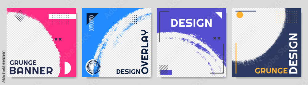 Poster vector illustration. graffiti abstract color overlay set with linear frame. design for social media 