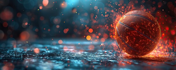 Futuristic glossy sports banner with neon details for basketball, soccer, football, handball tournaments.