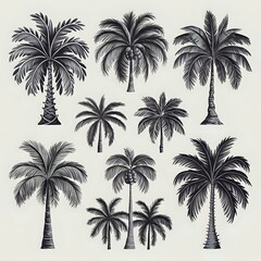 Naklejka premium Minimalist Palm Trees Vector Illustration