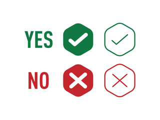 Yes No sign vector illustration. Right and wrong check mark sign