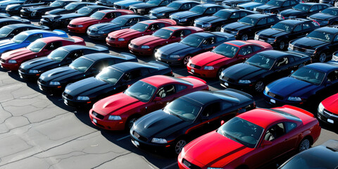 Fototapeta premium Fleet of company cars in parking lot
