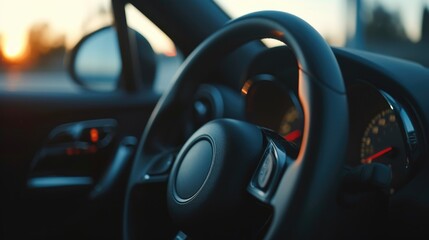 Fototapeta premium Sports Car Technology: Steering Wheel Paddle Shifters