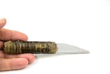 Old homemade knife handle  wrap with a scotch tape and wire