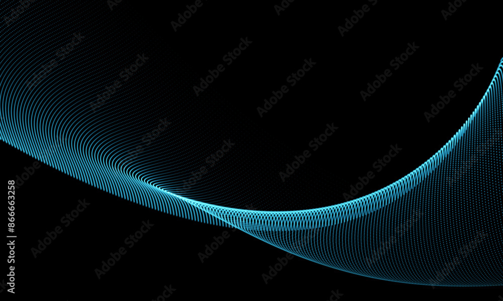 Aufkleber abstract blue dots wave mesh motion blur technology data design modern futuristic vector background