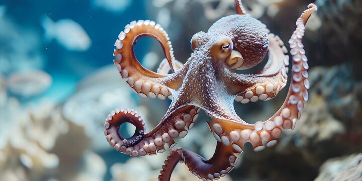 Octopus camouflages to evade sharks in underwater environment. Concept Underwater Camouflage, Octopus Behavior, Shark Predation, Marine Ecosystem, Animal Adaptations