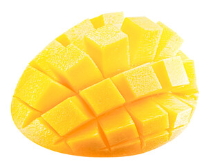 mango cube slices isolated on a white background. Clipping path
