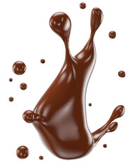 chocolate splash isolated on a white background. Clipping path. 3d rendering