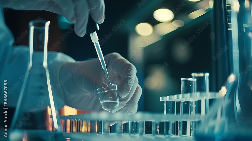 Poster Close Up of a Scientist Using a Pipette
