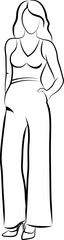 Sketch of Woman In Trousers. Vector illustration