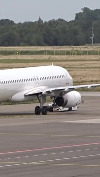 White Aircraft Pushing Back from the Airport Terminal