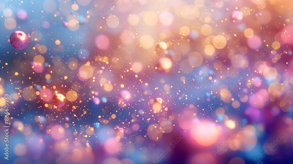 Poster vibrant and colorful scene with multicolored particles suspended in the air. the particles range in 