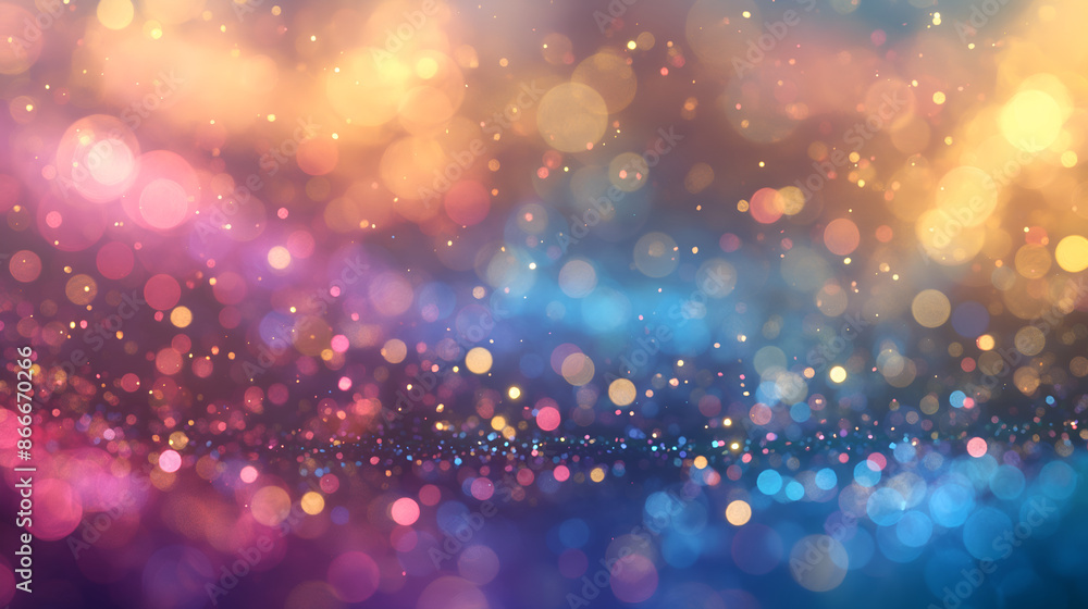 Poster vibrant and colorful scene with multicolored particles suspended in the air. the particles range in 