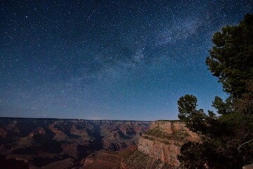 Starry Night Sky Over Grand Canyon