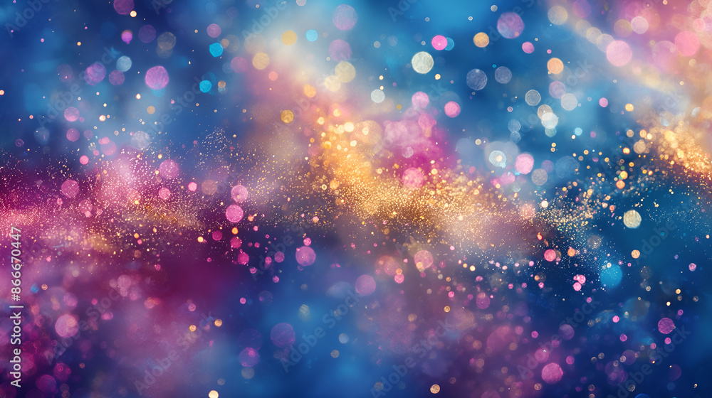 Poster vibrant and colorful scene with multicolored particles suspended in the air. the particles range in 