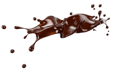 chocolate splash on a white background. Clipping path. 3d render