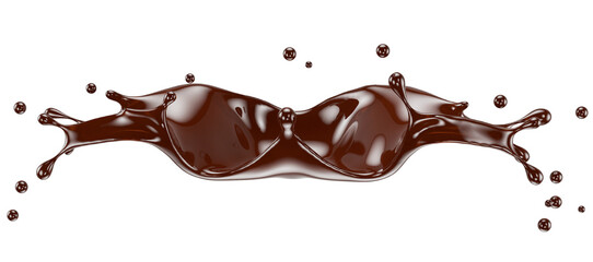 chocolate splash on a white background. Clipping path. 3d render