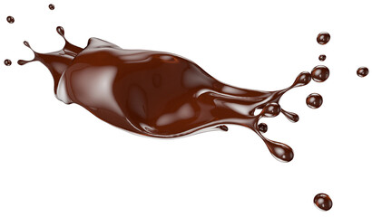 chocolate splash on a white background. Clipping path. 3d render