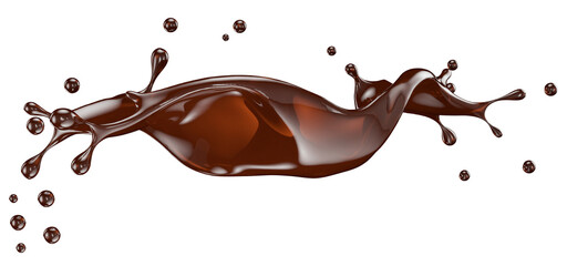 chocolate splash on a white background. Clipping path. 3d render