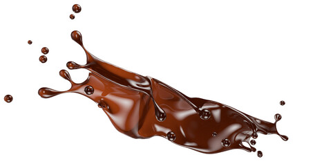 chocolate splash on a white background. Clipping path. 3d render