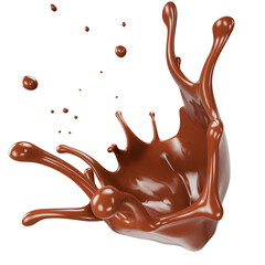 chocolate splash on a white background. Clipping path. 3d render