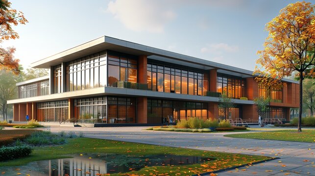 Generic Basic Design School Building: 3D Illustration

