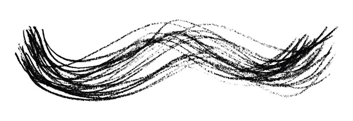 Black pencil strokes isolated on transparent background.