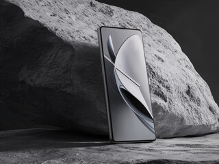 Modern smartphone with large display in minimalist setting