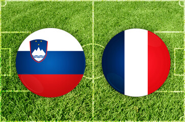 Fototapeta premium Slovenia vs France football match