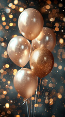 Gold and silver balloons background for Christmas holiday decorations
