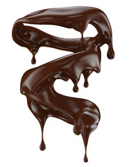 melted chocolate splash isolated on a white background. Clipping path. 3d render