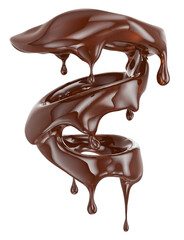 melted chocolate splash isolated on a white background. Clipping path. 3d render
