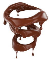 melted chocolate splash isolated on a white background. Clipping path. 3d render