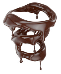 melted chocolate splash isolated on a white background. Clipping path. 3d render