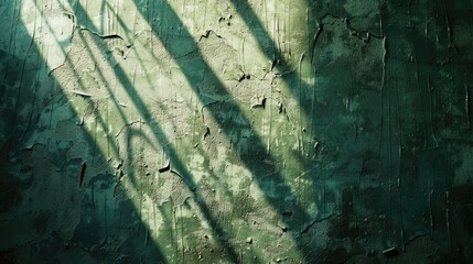 Texture  wall of weathered green color  with flashes of light and shadows.