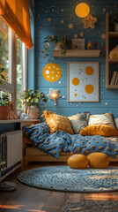 Interior of a children's bedroom with lively colors