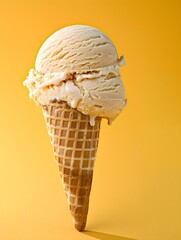 Light Brown Ice Cream Cone on a yellow Background