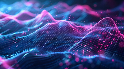 Abstract blue wavy background ,A blue wave with a lot of detail and a sense of movement ,Data technology abstract background
