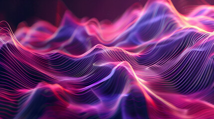 Fototapeta premium Abstract background with color dynamic waves, lines and particles ,abstract landscape background with glowing particles